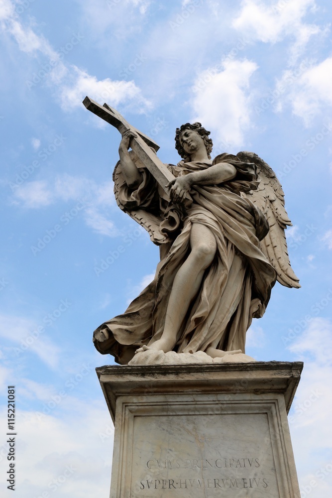 Obraz premium angel with cross statue, famous San Angelo, Rome ITALY