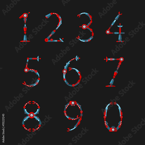 Set of vector numbers for Robot font