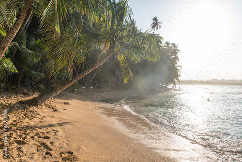 Paradise wild beach of Manzanillo Park in Costa Rica photo