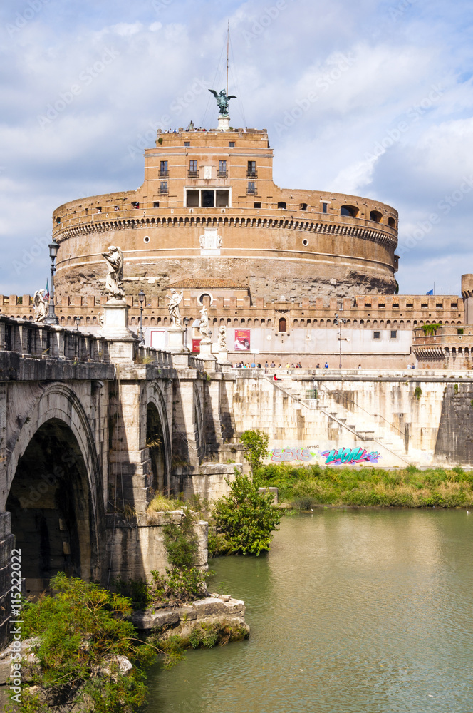 Castel Sant'Angelo, Ponte Sant'Angelo and Tiber River, Rome, Lazio Castel Sant'Angelo, Ponte Sant'Angelo and Tiber River, Rome, Lazio