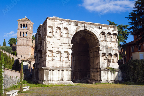 Quadrifrons triumphal arch of Janus, Belltower of San Giorgio in Velabro's church, Rome, Lazio photo