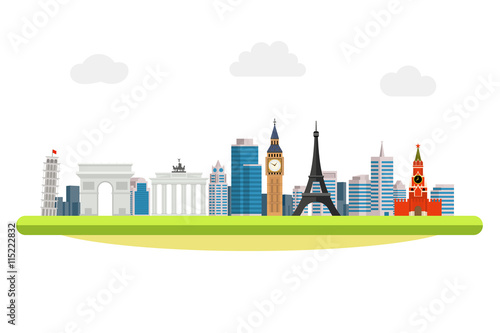 Fotografia Vector banner on the topic of traveling around the world.