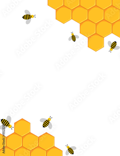 Bees and honeycomb background