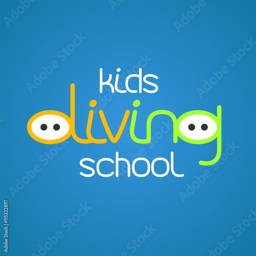 Kids diving and snorkeling vector logo, icon