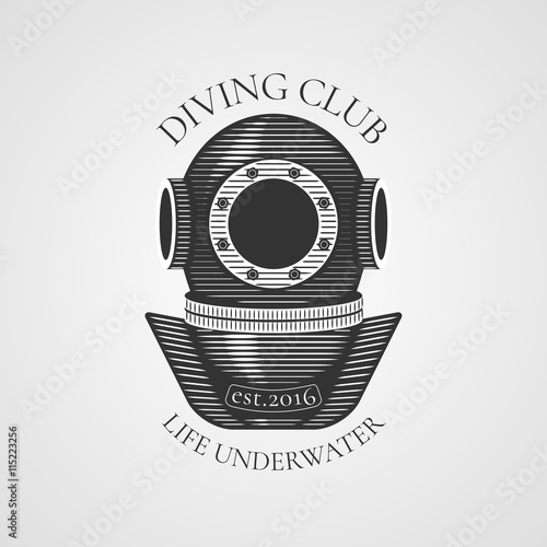 Diving and snorkeling vector logo, icon