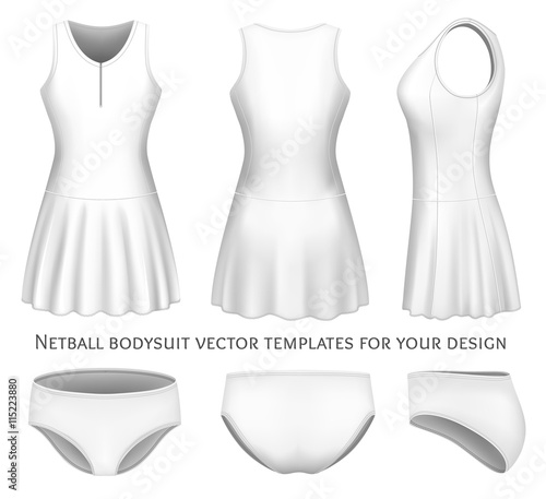 Netball bodysuit vector templates.