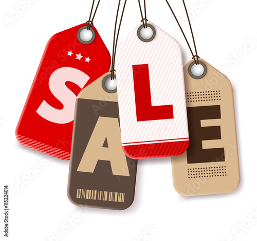 Sale Tags Vector Isolated in White Background for Shopping Promotions and Discounts Made of Paper. Vector Illustration.
