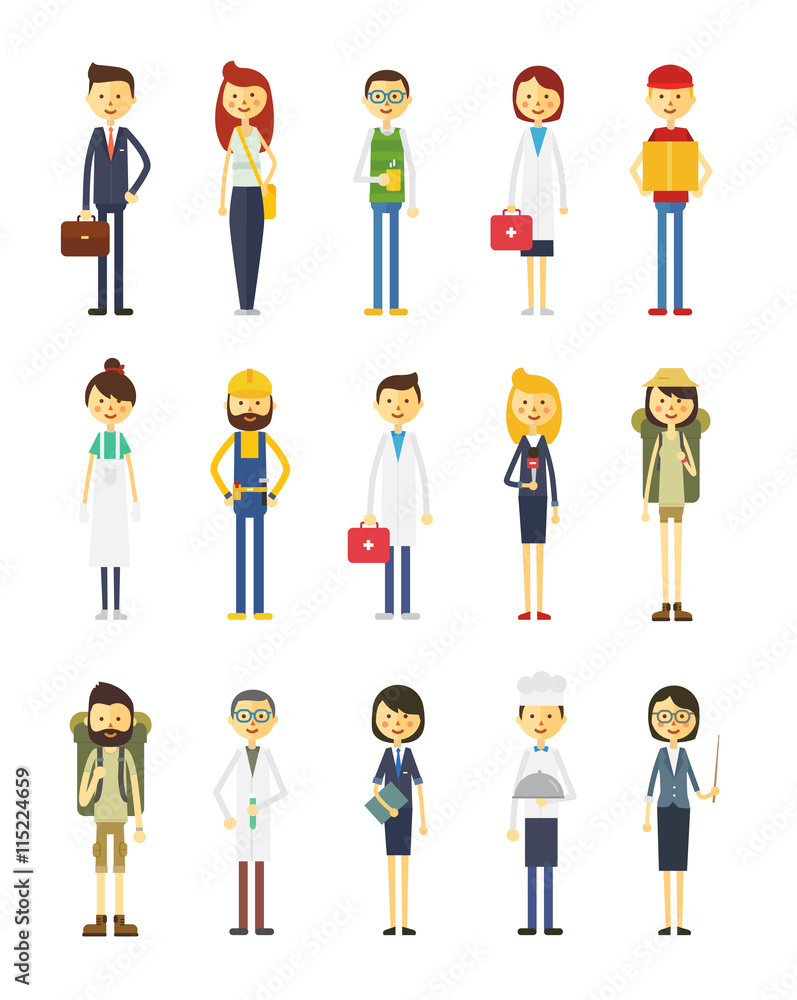 Cartoon vector characters of different professions Cartoon vector characters of different professions