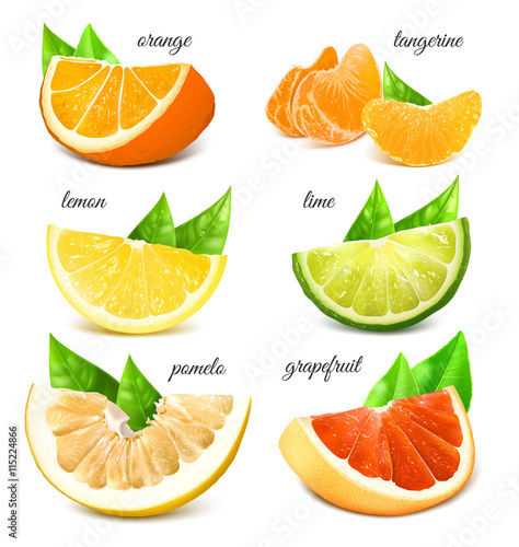 Fresh citrus fruits.