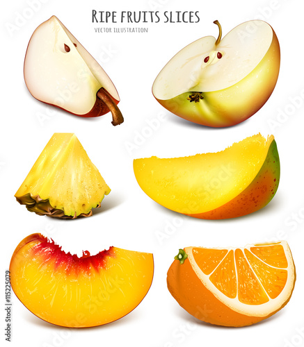 Slices of fresh fruits.