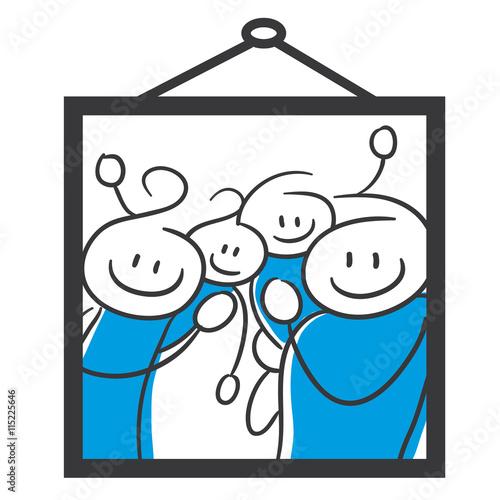 Stick Figure Series Blue / Familie Kinder Bilderrahmen