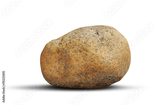 Foto Big roundish stone with a shadow isolated over white background
