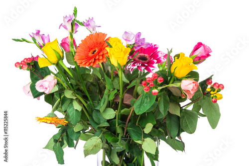 Bouquet of flowers in the vase on white background