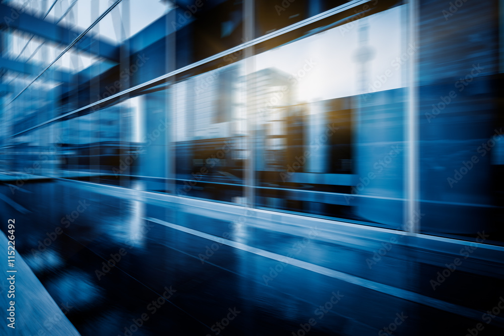 Fototapeta premium office building interior,blue toned image.