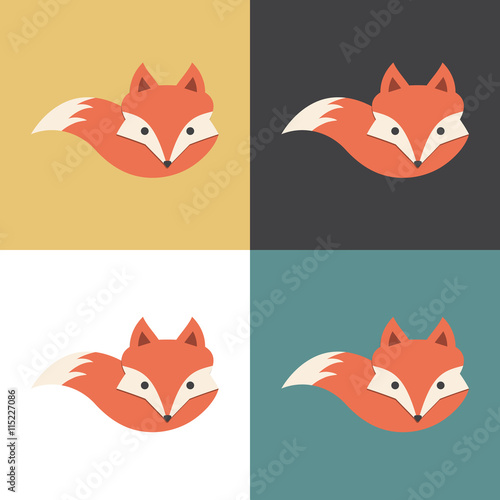 Red fox icon, vector illustration.