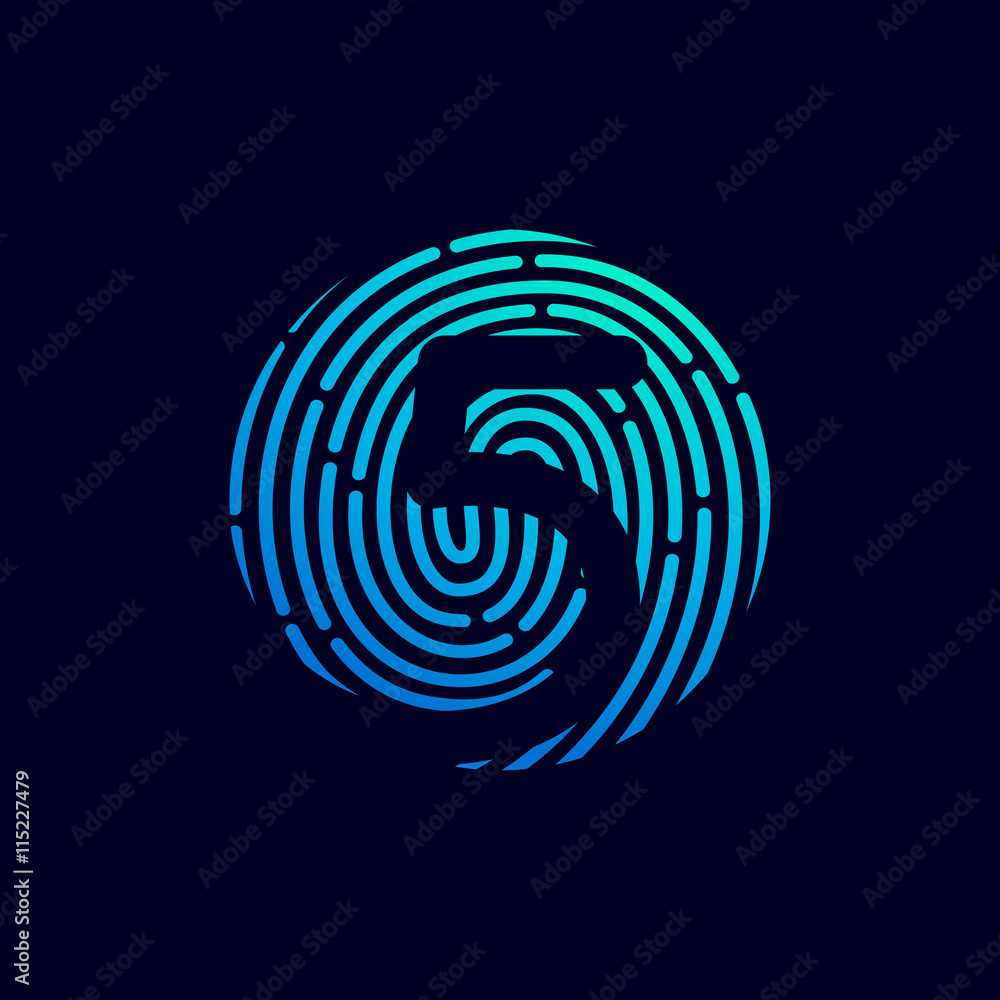 Number five logo with fingerprint line. Number five logo with fingerprint line.