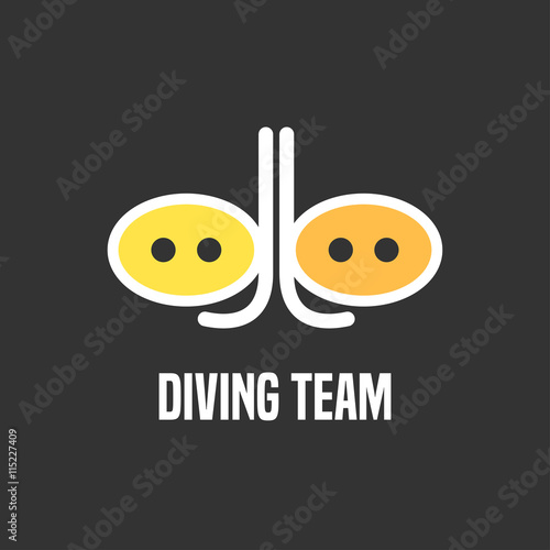 Diving and snorkeling vector logo, icon, symbol, emblem, sign, design element. Underwater diving illustration