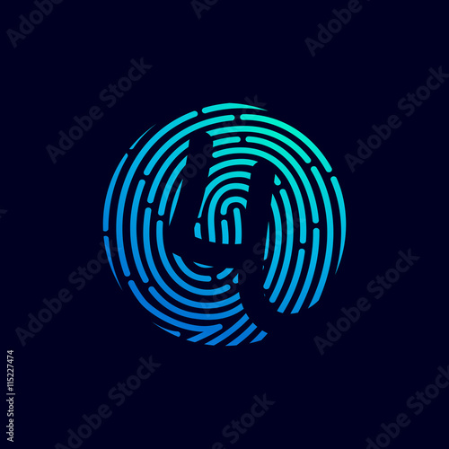 Number four logo with fingerprint line.