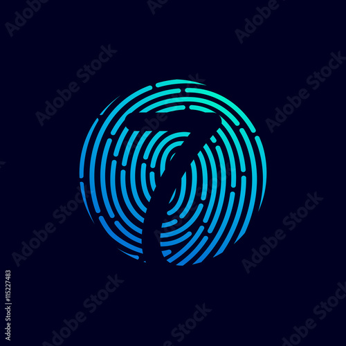 Number seven logo with fingerprint line.