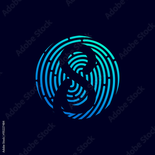 Number eight logo with fingerprint line.