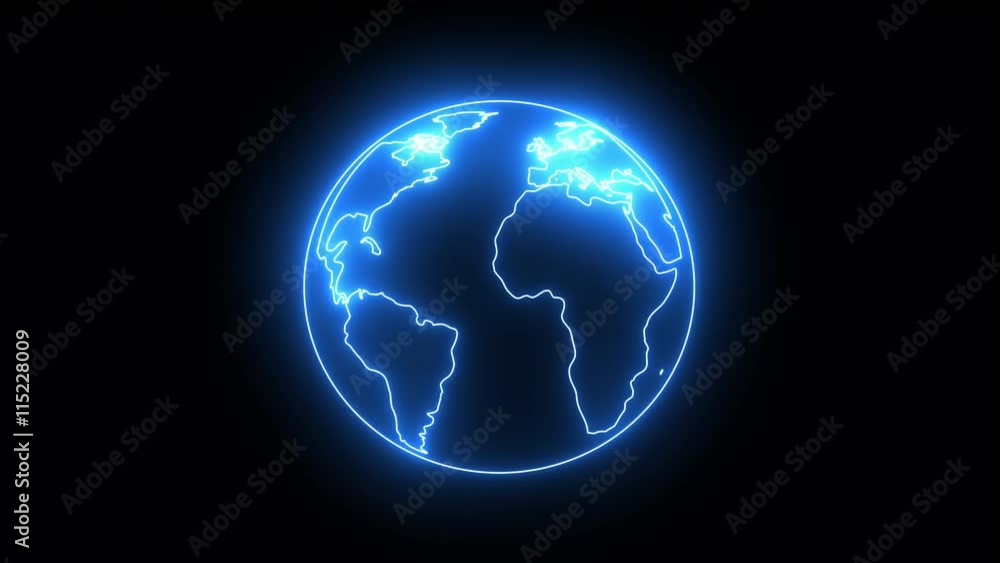 flickering neon light globe 4K flickering neon light globe 4K