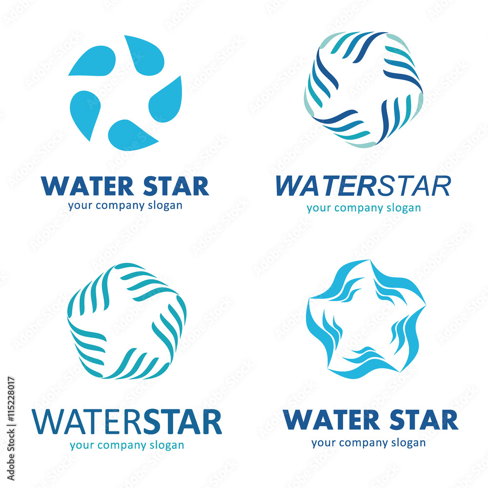 Water star logo template. Water Association. 