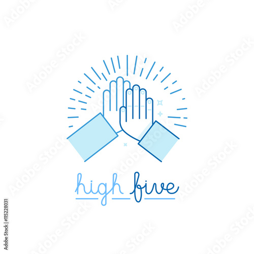 Vector illustration in flat style - high five