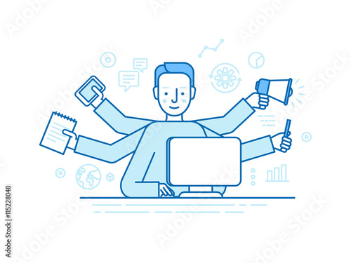 Vector self employment concept in trendy flat linear style - mul