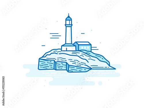 Vector illustration in trendy flat linear style - natural landsc