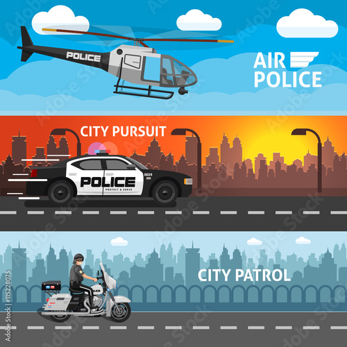 Flat Police Banner Set