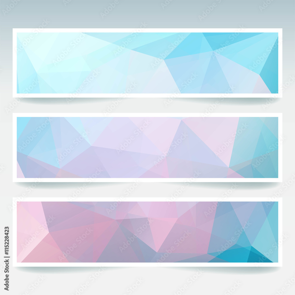 Vector banners set with polygonal abstract triangles. Vector banners set with polygonal abstract triangles.
