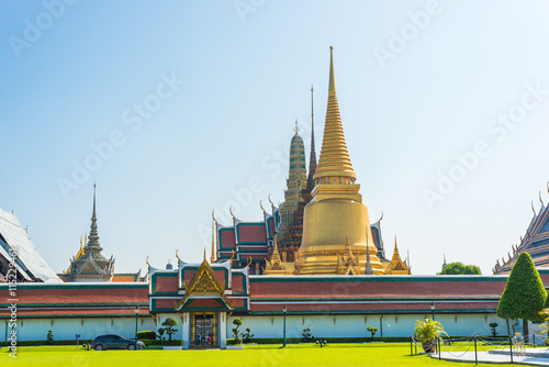 Royal grand palace Wat pra kaew with blue sky in Bangkok