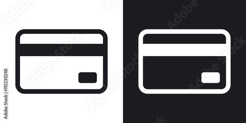 Credit card icon, vector.  Two-tone version on black and white background