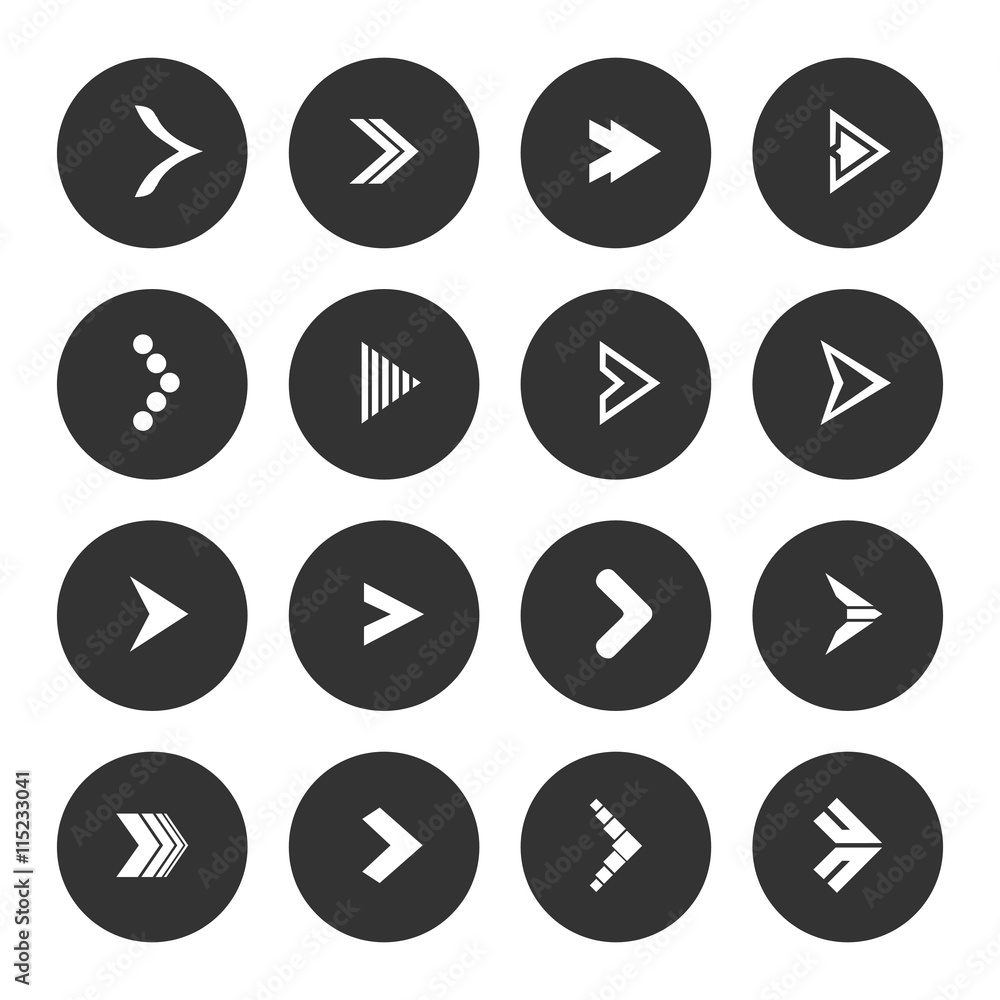 Arrow sign icon set.