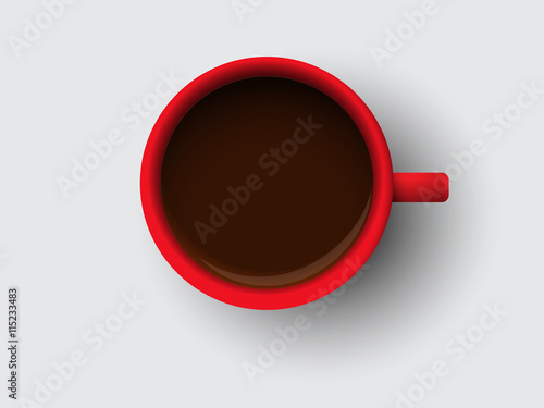 Red coffee mug on white background