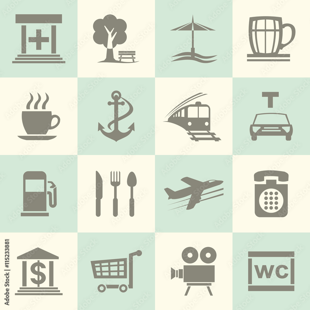 Fototapeta premium Navigation, location and transportation icons.