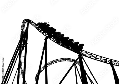 Rollercoaster in the park on a white background