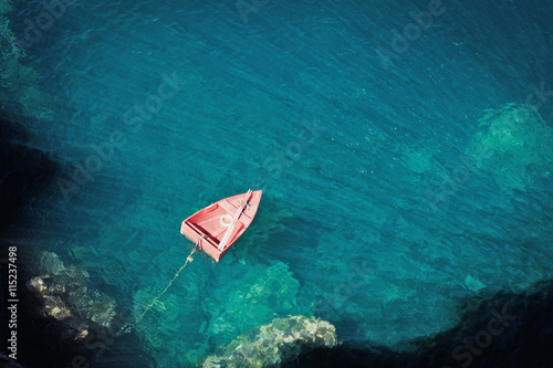 Old fishing boat in bay of Camara de Lobos, Madeira Island, Portugal