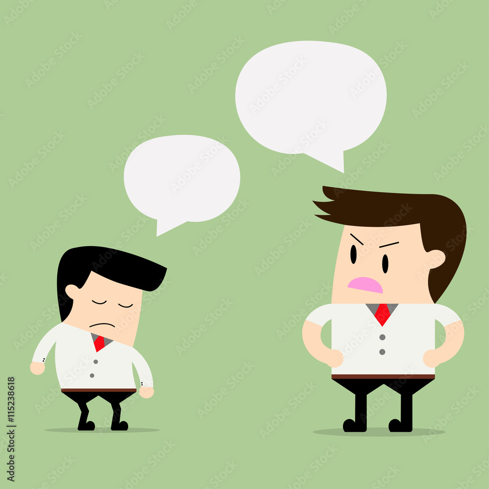 Angry boss talking and discussing employee Angry boss talking and discussing employee
