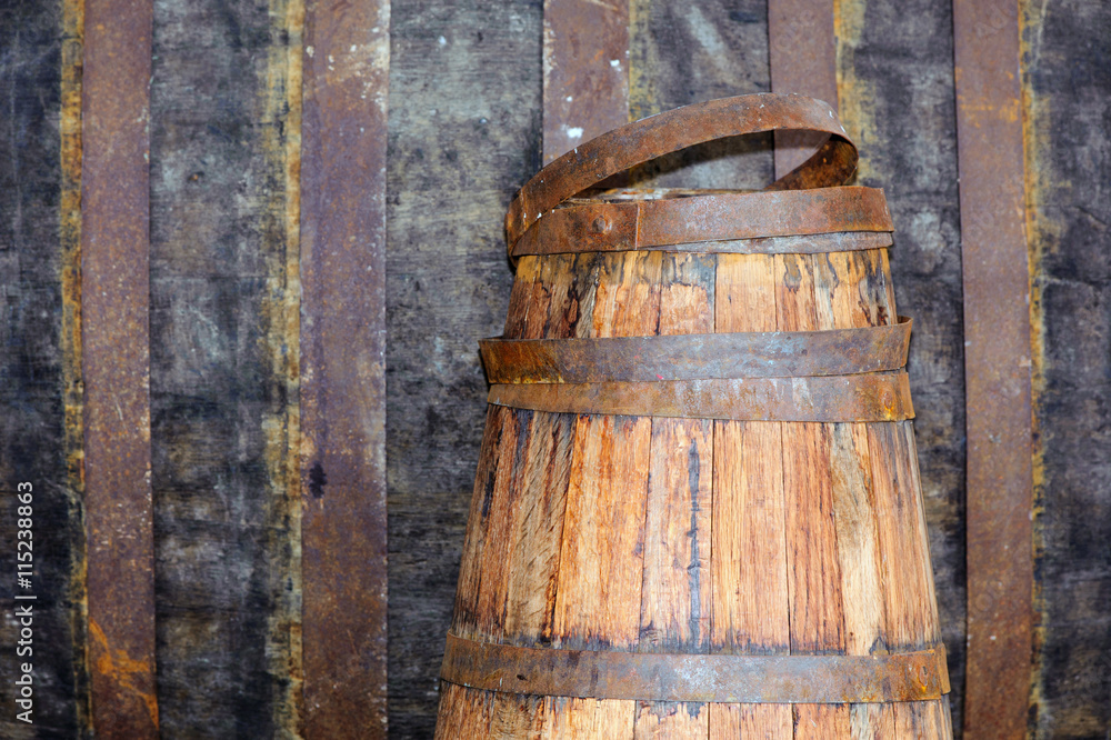 Old wine barrels in the wine cellar, Madeira island, Portugal. Old wine barrels in the wine cellar, Madeira island, Portugal.