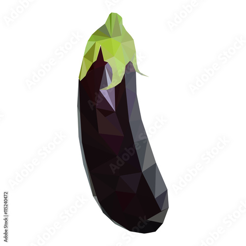 Unusual trendy poly style eggplant isolated on background