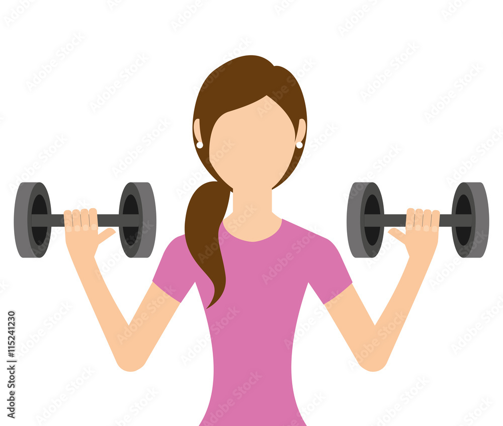 Obraz premium woman lifting weights isolated icon design