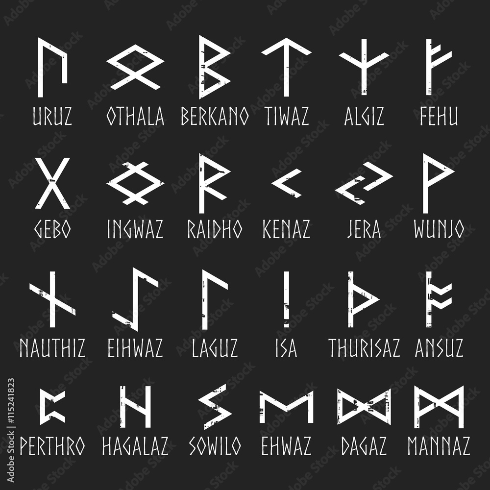 Set of Elder Futhark runes with names Stock Vector | Adobe Stock