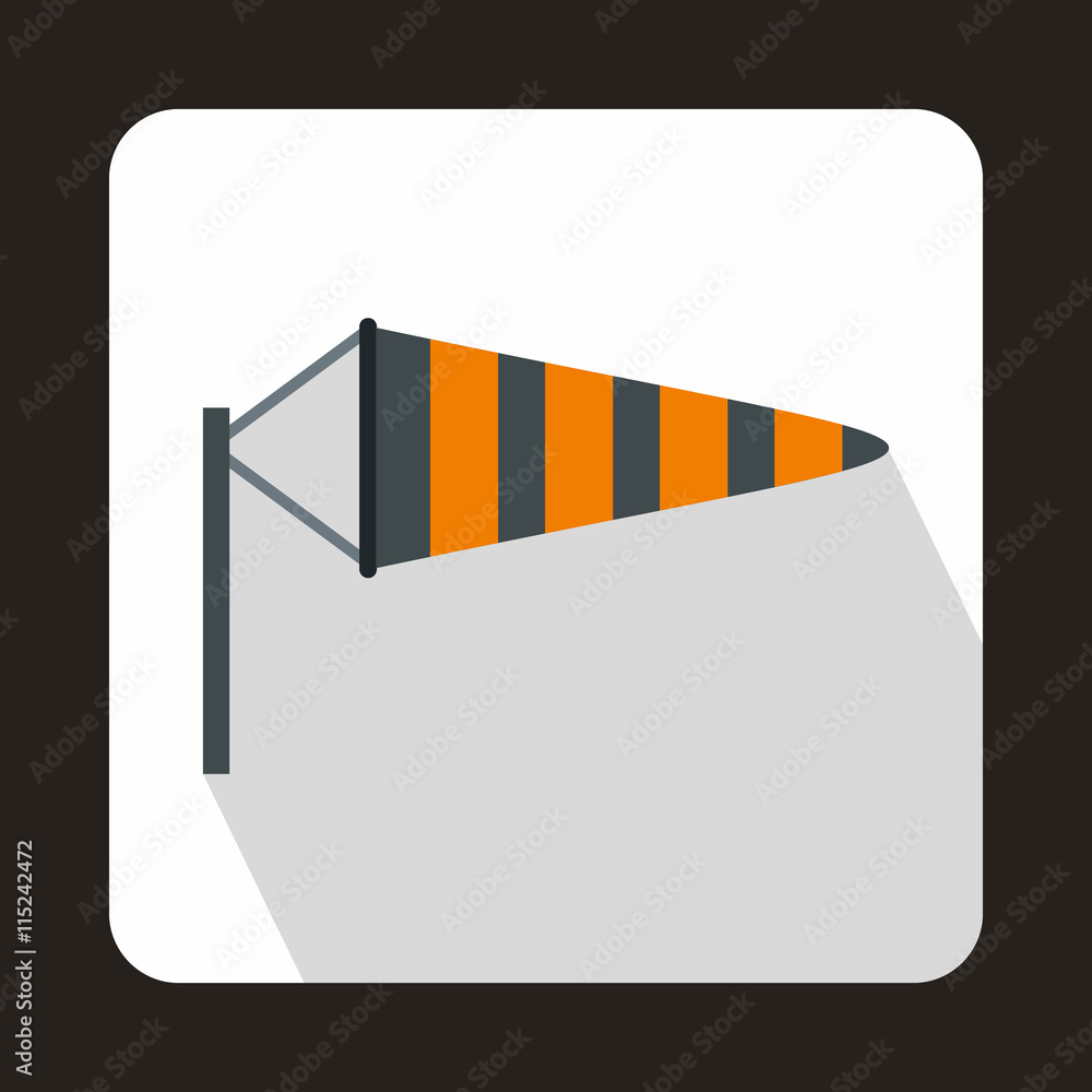 Windsock icon in flat style on a white background Windsock icon in flat style on a white background