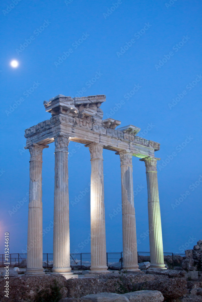 The Temple of Apollo in Side, Turkey, on sunset