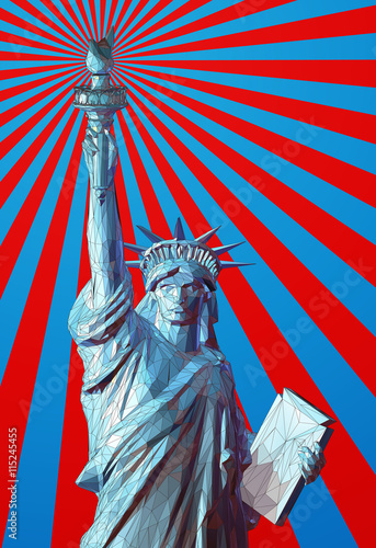 Polygonal liberty graphic illustration on shining background