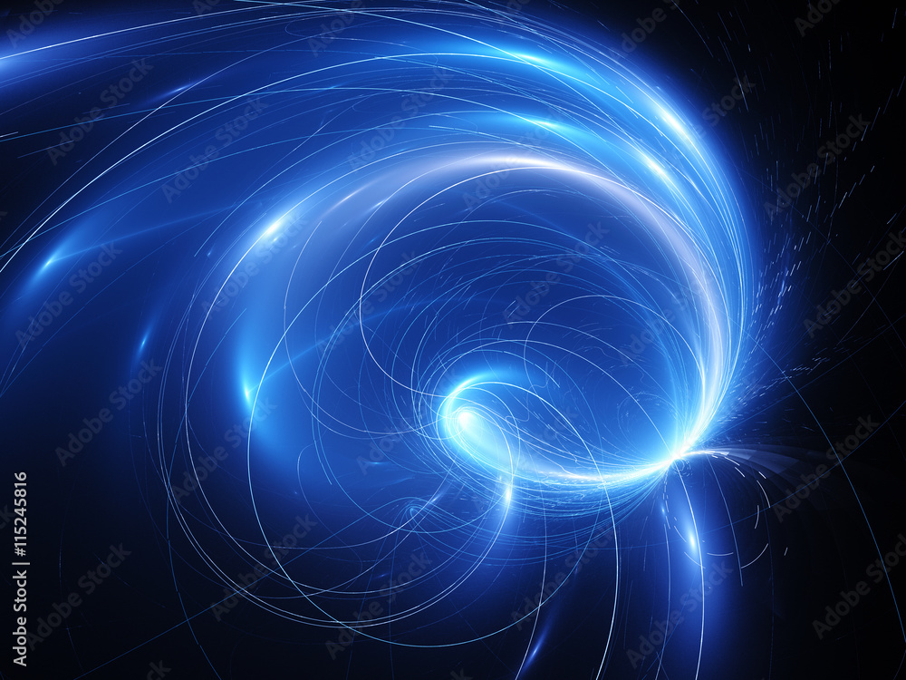 Fototapeta premium Blue glowing technology curves in space