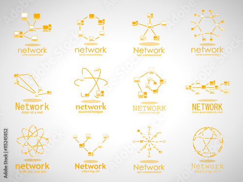 Computer Network Icons Set - Isolated On Gray Background - Vector Illustration, Graphic Design. For Web, Websites  