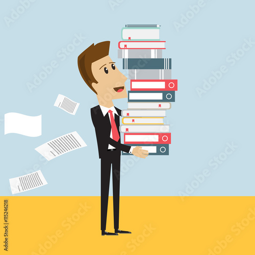 Businessman with book stack 