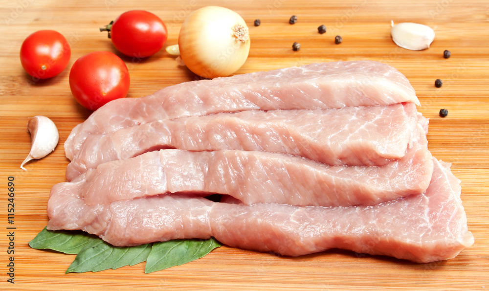 Raw pork with spices and vegetables Raw pork with spices and vegetables